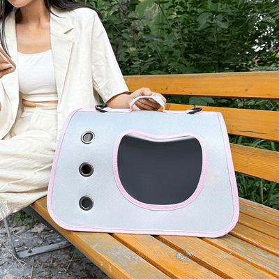 Sac de Transport pour Chien - PuppyTravelBag - Gris-Rose