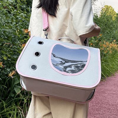 Sac de Transport pour Chien - PuppyTravelBag - Gris-Rose