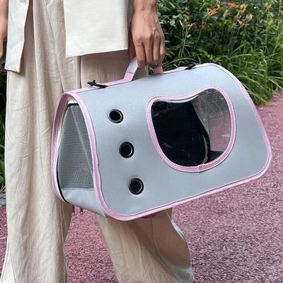 Sac de Transport pour Chien - PuppyTravelBag - Gris-Rose