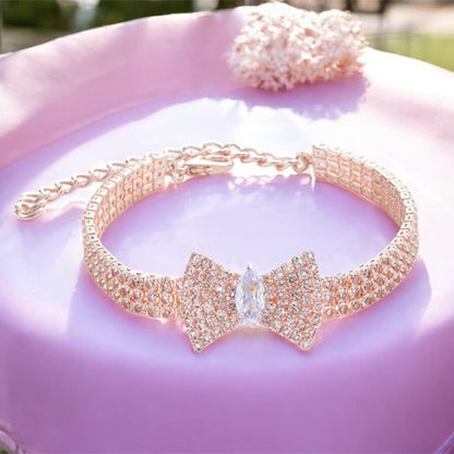 Collier chien | Collier Nœud Papillon Strass Chien
